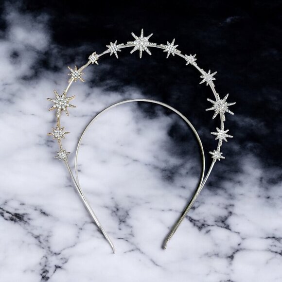 Silver Halo Crown, Goddess Headpiece, Star Halo Crown, Costume Tiara Crown - Picture 1 of 7